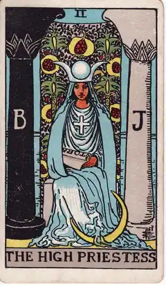 La Sacerdotisa, del tarot Rider-Waite de 1909