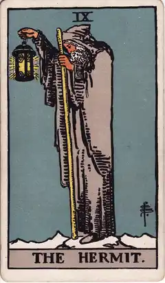 El Ermitaño, del tarot Rider-Waite de 1909
