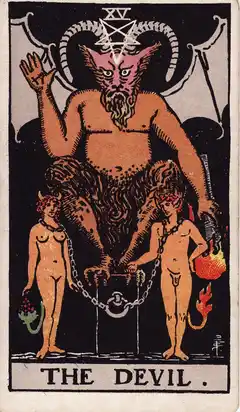 El Diablo, del tarot Rider-Waite de 1909