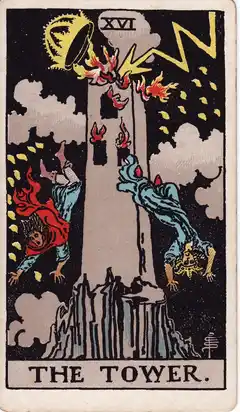 La Torre, del tarot Rider-Waite de 1909