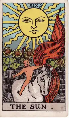 El Sol, del tarot Rider-Waite de 1909