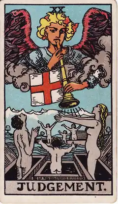 El Juicio, del tarot Rider-Waite de 1909