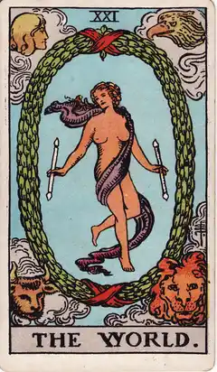 El Mundo, del tarot Rider-Waite de 1909
